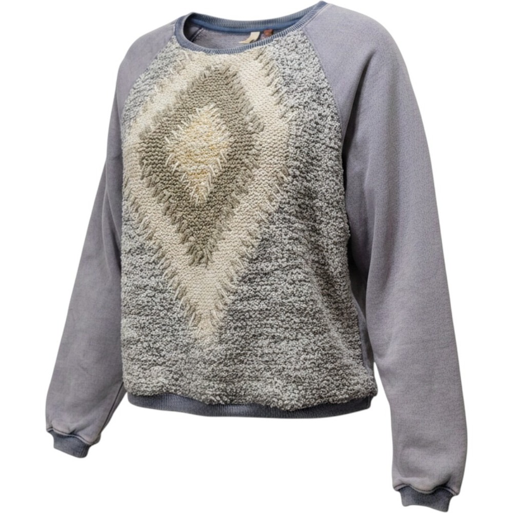 Anthropologie Pilcro Anabel Geometric Diamond Mixed Media Knit Sweatshirt M
